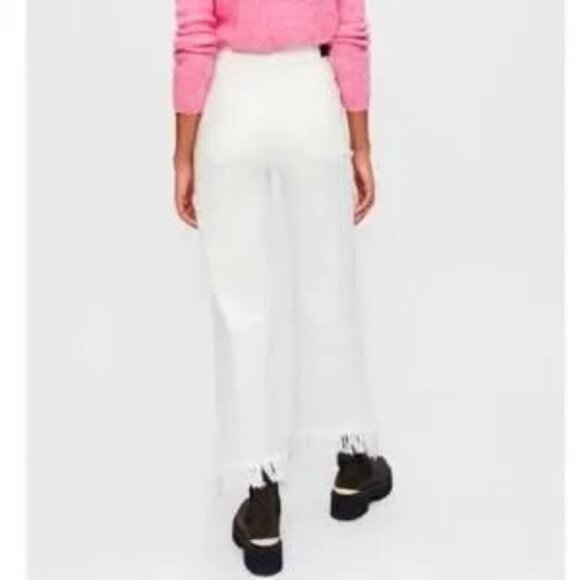 Maje Jeans Straight Leg US 0 White Frayed Hem Size 34/XS NWT 100% Cotton $265 - Picture 6 of 7